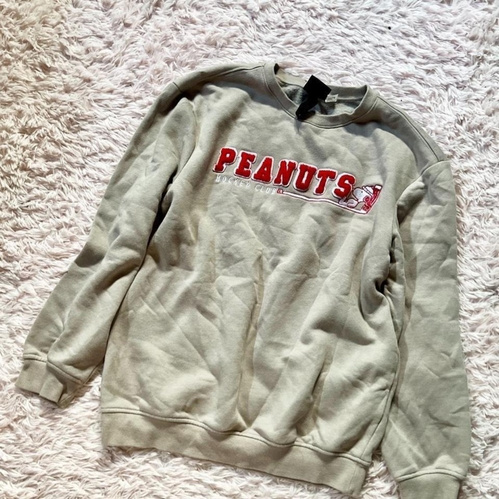 Peanuts Hockey Retro Kidcore Nostalgic Cartoon Pullover Sweatshirt Womens M
